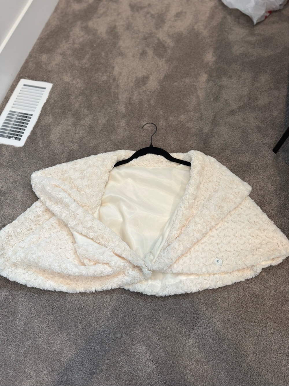 Plush Faux Fur Ivory Cape Coat - Women's Outerwear